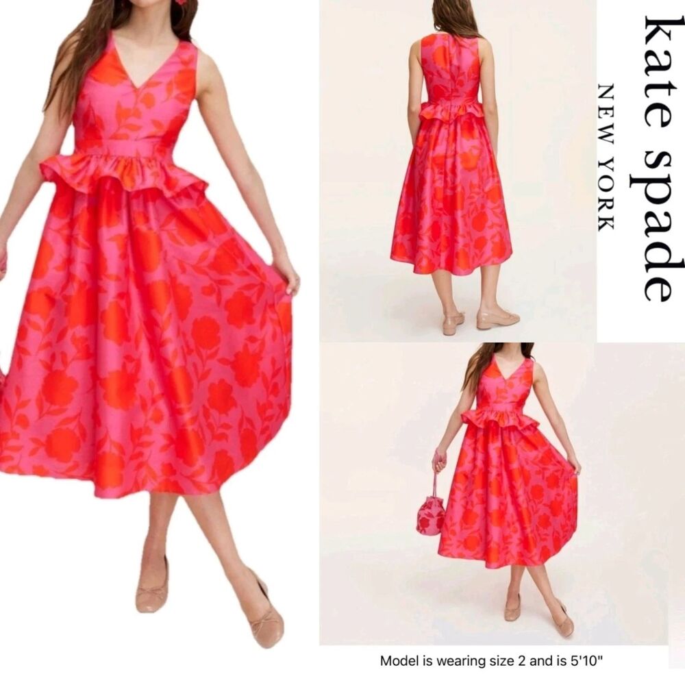 Kate Spade Target Women's Peplum Ruffle Midi Dress Sleeveless Size 6